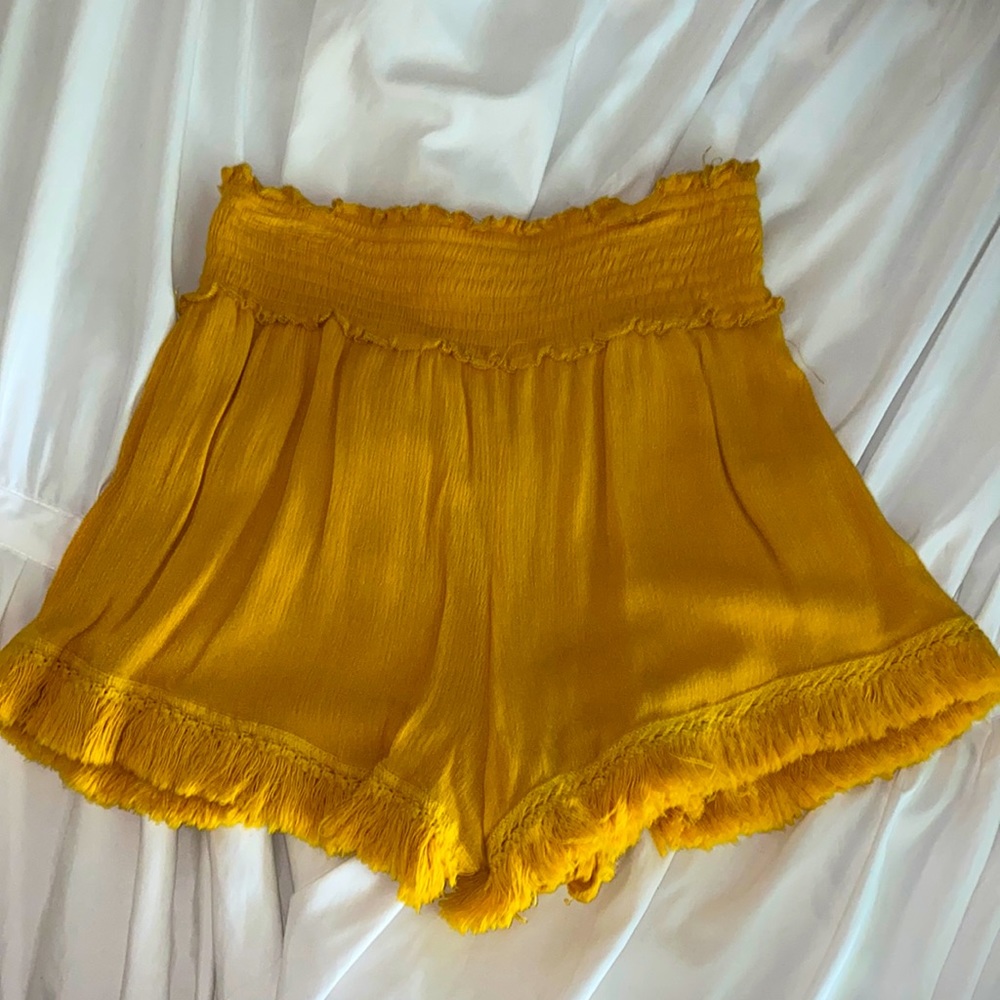 Yellow Fringe Shorts